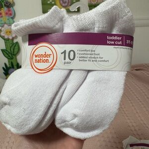 Wonder Nation Toddler Low Cut Socks 10 Pair White 3T–5T NWT School Everyday.